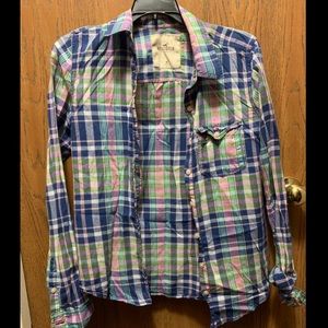Hollister plaid button up top